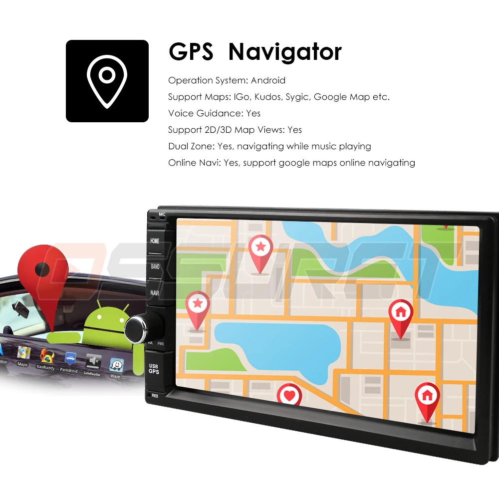 Best 2GRAM 2Din SD Android9.0 Car DVD Radio Player 7"1024*600 Universal For Nissan vw GPS Navigation BT autoradio Stereo Audio Player 3