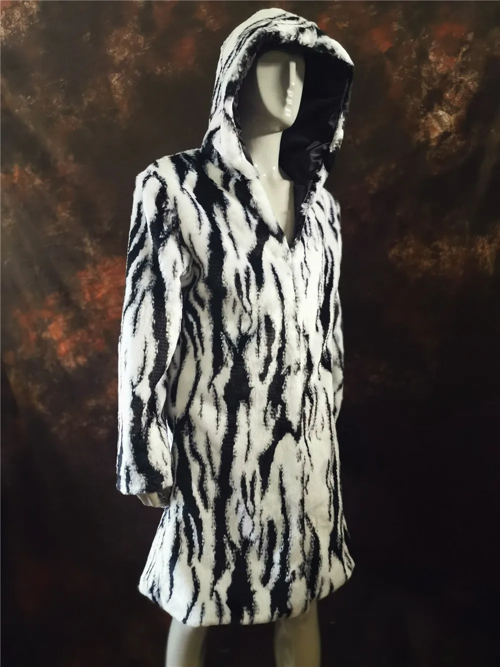 Популярные зимние осенние мужские пальто из искусственного лисьего меха Длинная ветровка Свободная теплая Модная мужская кожаная - Цвет: Picture style