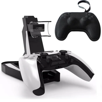 

For Playstation 5 PS5 Game Controller Dual Port Charging Dock Stand Station Charger Base + Controller Travel Storage Bag For PS5