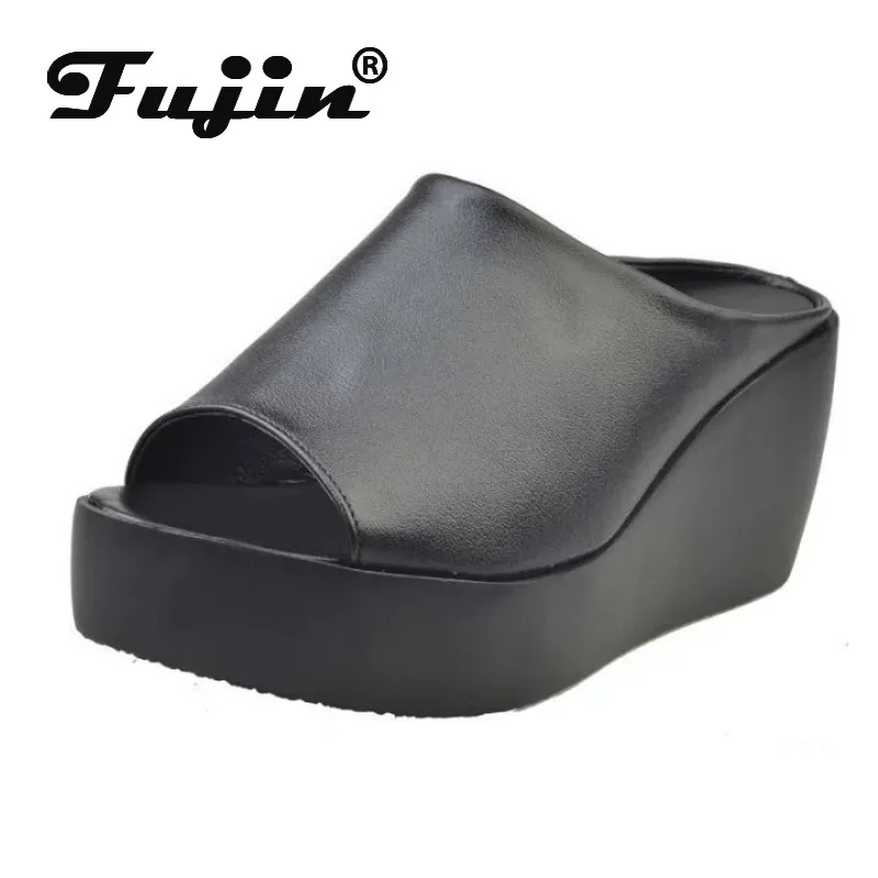 

Fujin 2020 Summer Fashion Thick Bottom Leisure Platform Word Drag Open Toe Women Shoes Versatile Fish Mouth Breathable Sandals