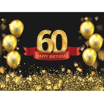 

Photography Backgrounds Golden Glitter Light Computer Printed Prom Backdrop for 60 Happy Birthday Party Photophone Photo Studio
