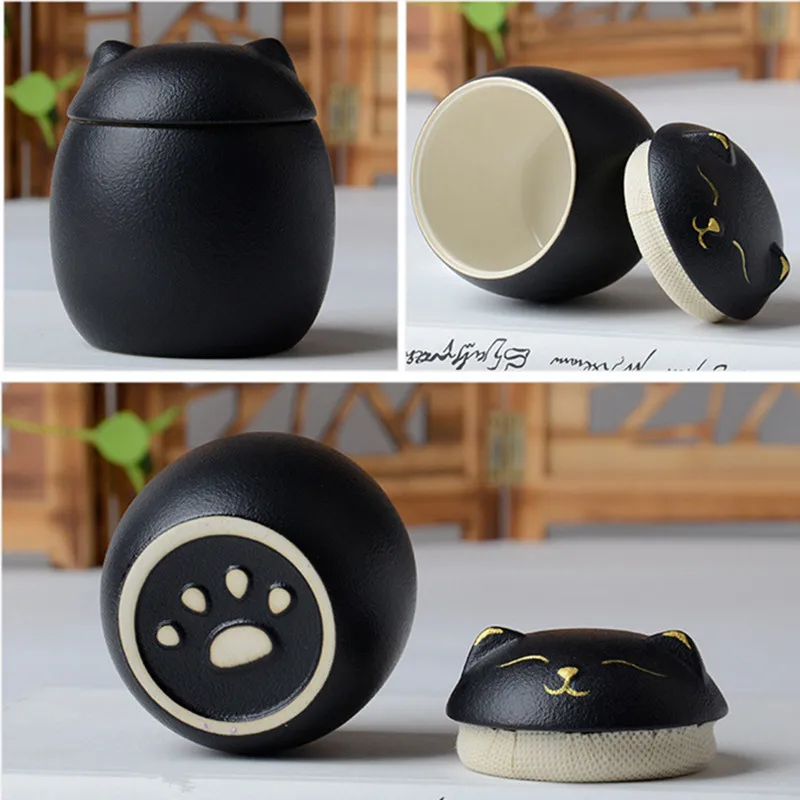 Cremation Urn Urn for Pet Ashes Cat Shape Memorial Cremation Urns Handcrafted Black Decorative Urns for Funeral Cat urn Dog urn
