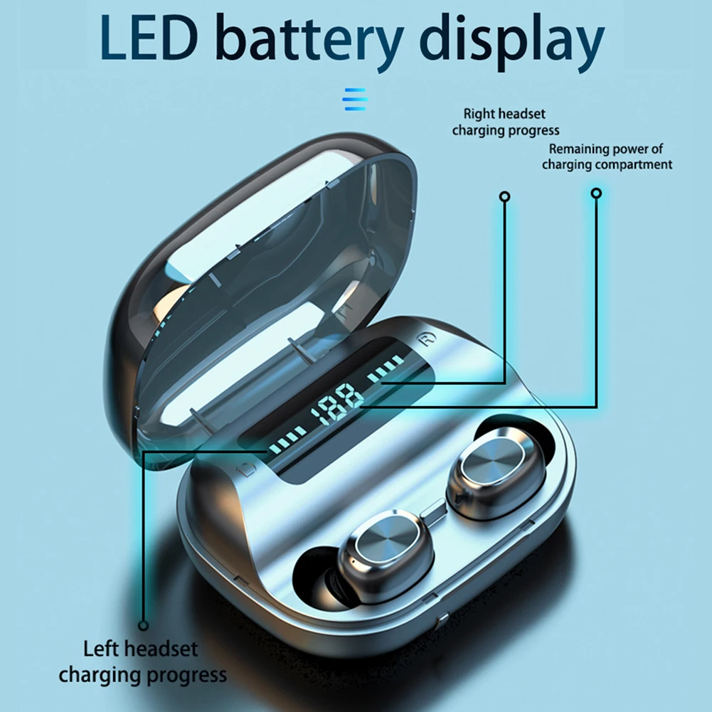 Led Battery Display IPX7 Waterproof 263 Bluetooth Earphone TWS 5 0 Wireless Earbuds In Ear Mini Bluedio For Iphone Mobile Phone