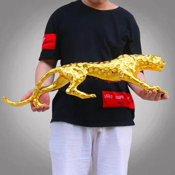 

Modern Abstract Gold Panther Sculpture Geometric Resin Leopard Statue Wildlife Decor Gift Craft Ornament Accessories Furnishing