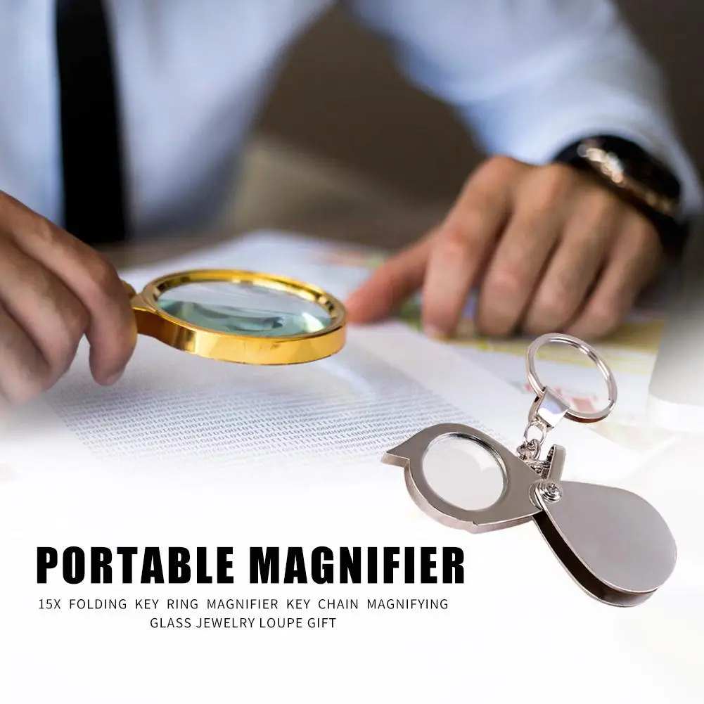 10X Folding Pocket Magnifier 2.56''Diameter Loupe with Keychain