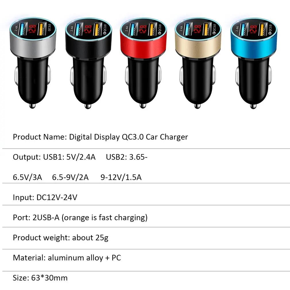 Универсальное автомобильное зарядное устройство USB Автомобильное DC12V-24V 5 в 3.1A двойное USB зарядное устройство 2 порта адаптер питания с дисплеем напряжения Высокое качество Новинка