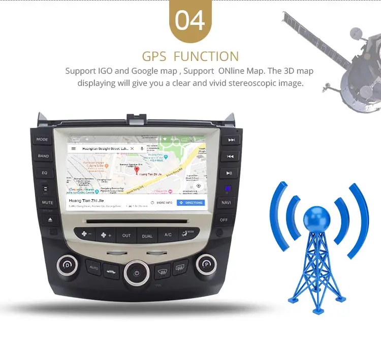 Sale LJDA 7 Inch 2 DIN Android 9.0 Car DVD Player For Honda Accord 2003 2004 2005 2006 2007 Radio Audio WIFI Canbus GPS Navigation BT 6