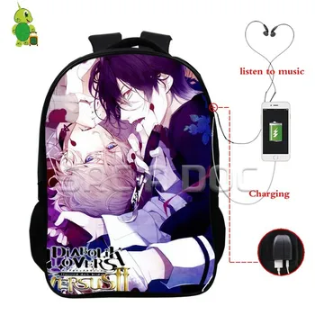 

Anime Diabolik Lovers Backpacks Multifunction USB Charge Headphone Jack School Backpack for Teenagers Daily Laptop Backpack