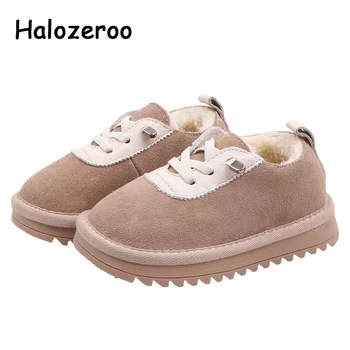 

Winter Kids Warm Shoes Baby Girls Genuine Leather Shoes Children Black Brand Flats Boys Casual Loafer Fashion Slip On Moccasin