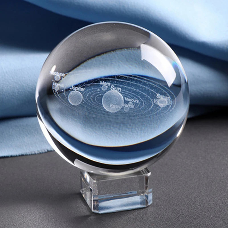6 см Лазерная скульптура трехмерной сферической микропланеты модель солнечной системы Сферический стеклянный глобус домашний декор