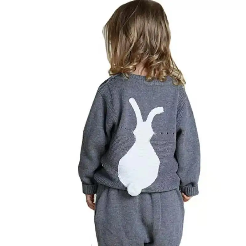 Свитер для маленьких девочек; сезон весна-осень-зима; Повседневные детские вязаные свитера с кроликом для мальчиков; Одежда для младенцев; пуловеры