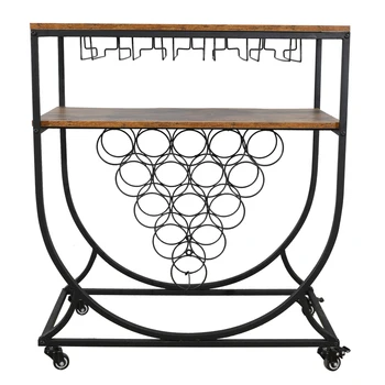 

74*41*83cm Wine Rack Cart with Glass Holder Bar Serving Cart Four Swivel Wheels Restaurants Bar Cart