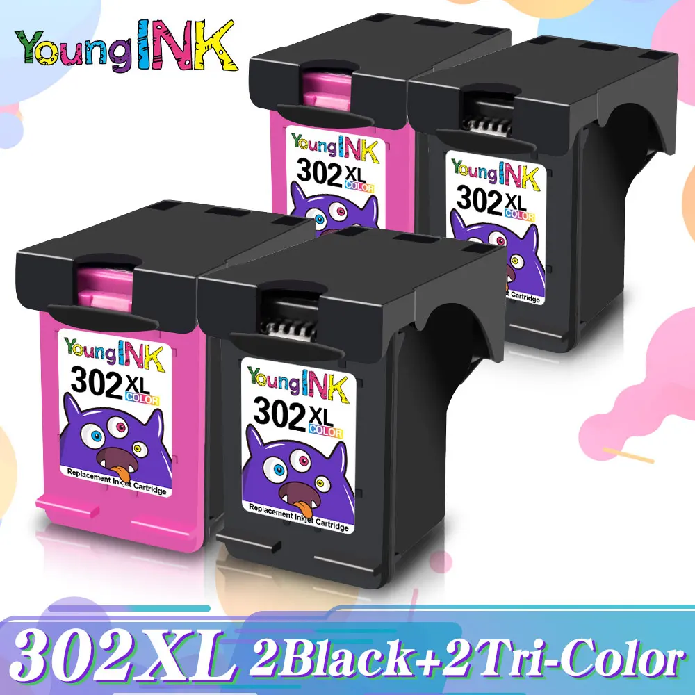 YoungInk 1-4pcs Ink Cartridge Remanufacture For HP 302 HP302 XL Deskjet 4511 4512 4513 4516 2131 2132 2134 2136 2131Printer 