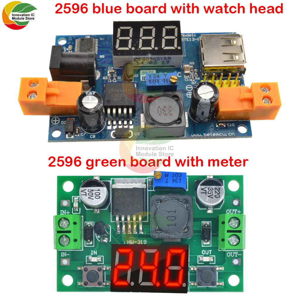 Lm2596 Step-Down Step-Down Power Conversion Board Led Voltmetro Digitale Display Modulo Regolabile Dc-Dc 2A Protezione Da Cortocircuito