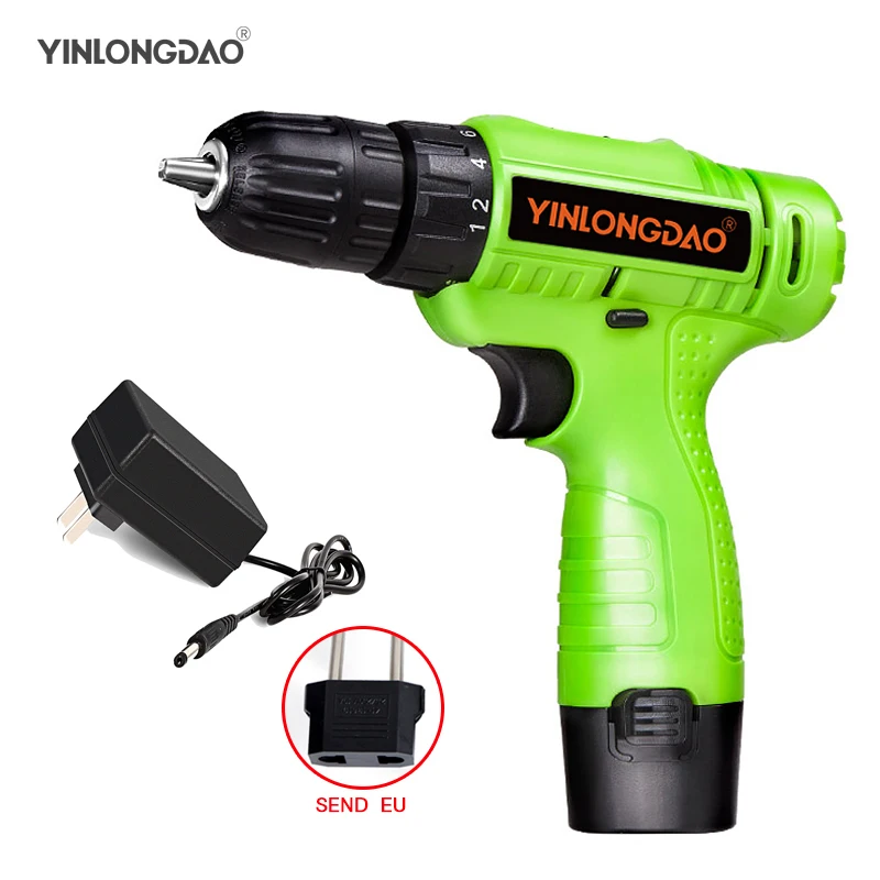 

YINLONGDAO 12V Cordless Drill Electric Screwdriver Mini Wireless Power Driver DC Lithium-Ion Battery 3/8-Inch DIY Lithium Drill