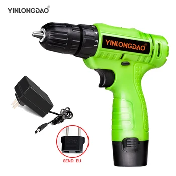 YINLONGDAO 12V Cordless Drill Electric Screwdriver Mini Wireless Power Driver DC Lithium-Ion Battery 3/8-Inch DIY Lithium Drill