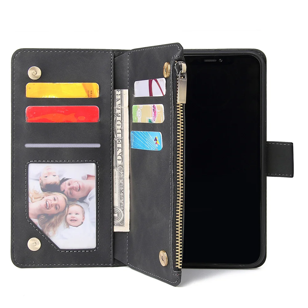 Zipper Flip Wallet Case For iPhone 13 12 Miin 11 Pro Max SE 2020 Magnetic Leather Cover For iPhone XS XR X 6 6s 7 8 Plus Coque iphone 12 pro max phone case