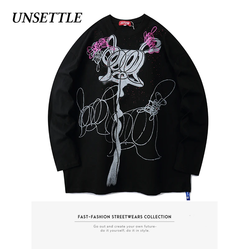 Футболка Мужская/женская оверсайз с длинным рукавом и графическим принтом в