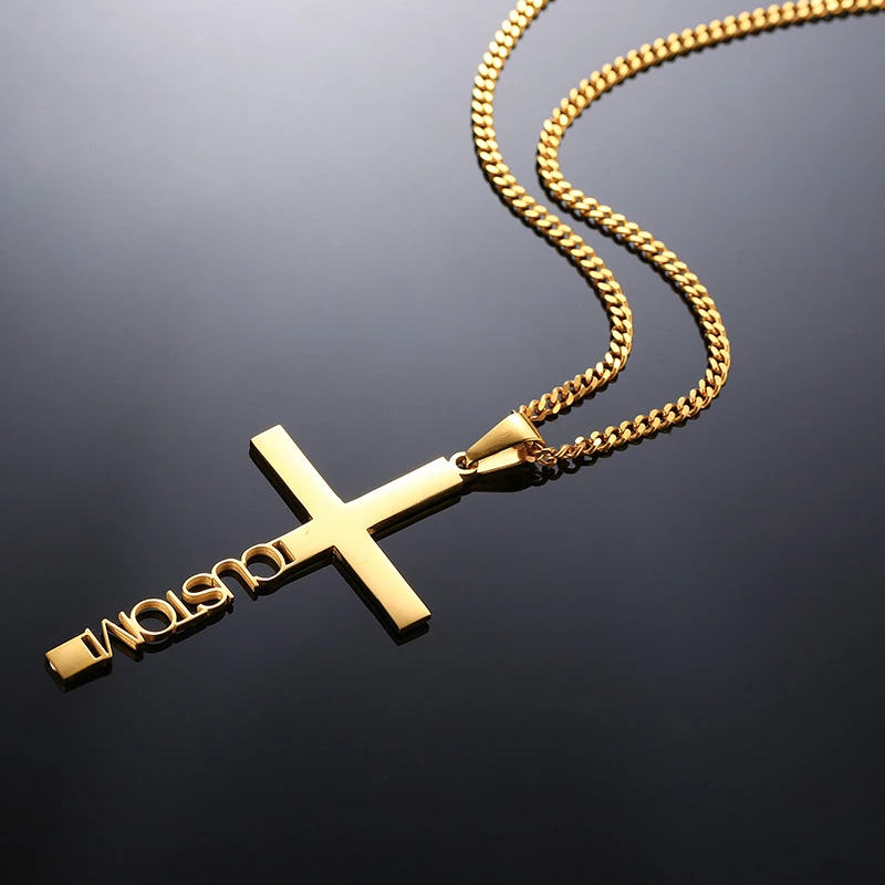 Custom Name Cross Choker Necklace For 