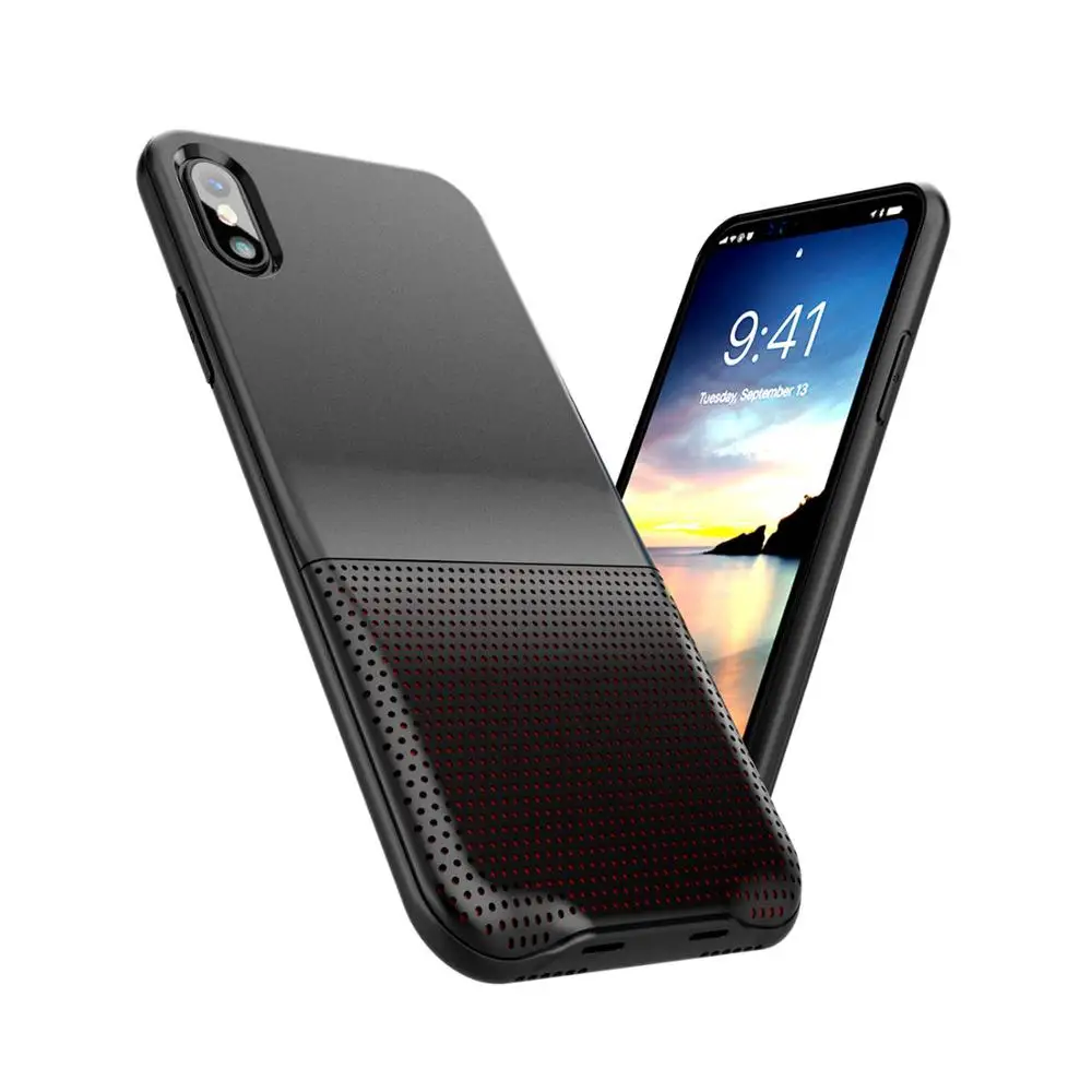 Красный Аудио чехол для iPhone X, для Lightning для двойного освещения аудио чехол для зарядки наушников адаптер, поддержка синхронизации зарядки музыки - Цвет: Красный