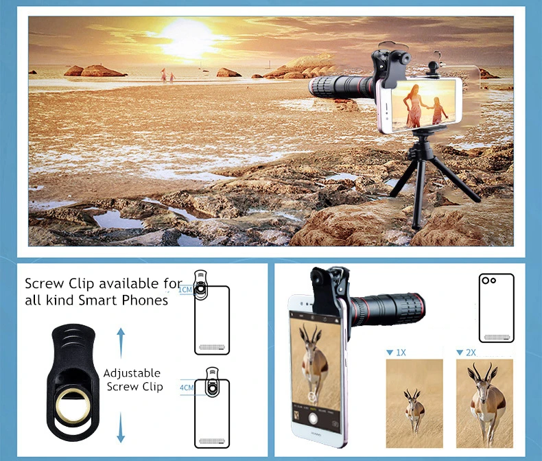 

Adjustable Optical 20X Zoom Telephoto Telescope Lens For Smart Phones Monocular Night Vision HD Camera Lens Kit With Tripod