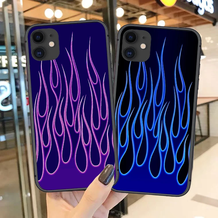 Модный мягкий силиконовый чехол для телефона из ТПУ с цветным пламенем iPhone 12 11Pro