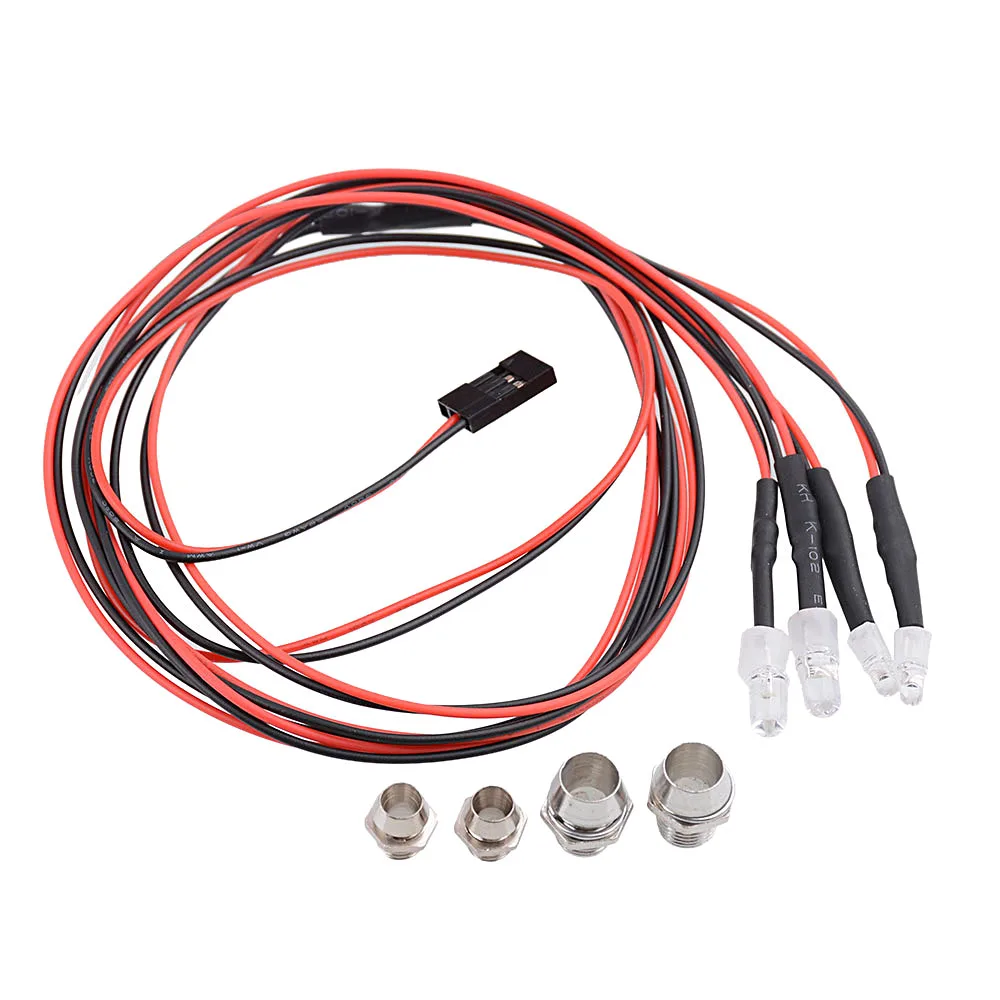 4pcs LED Light Headlight Kit for 1/5 1/8 1/10 1/12 1/16 RC Car Truck Model Red White