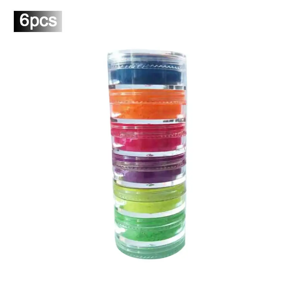 

6pcs 6 Colors Shimmer Eyeshadow Lasting Luminous Pigment Matte Eyeshadow Neon Powder Nail Powder