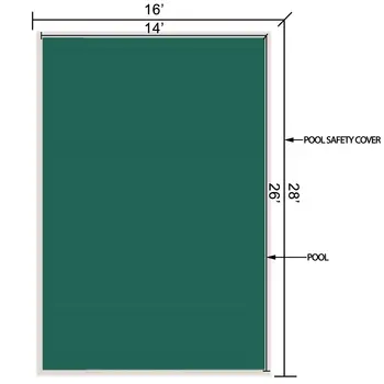

14X26 FT W/Center Swimming Pool Cover Durable PP material Porous dense mesh design Step Rectangular Safety Green Winter