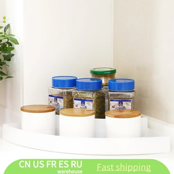 

Spice Pantry Cabinet Organizer Plastic Seasoning Storage Rack Three-Layer Corner Type Spice Rack for Kitchen Bathroom