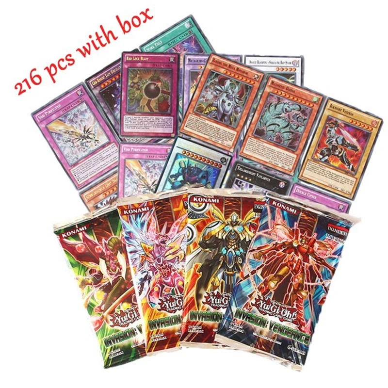 Yugioh набор из 216 штук с коробкой Yu Gi Oh коллекция аниме игр Детские карты игрушки для