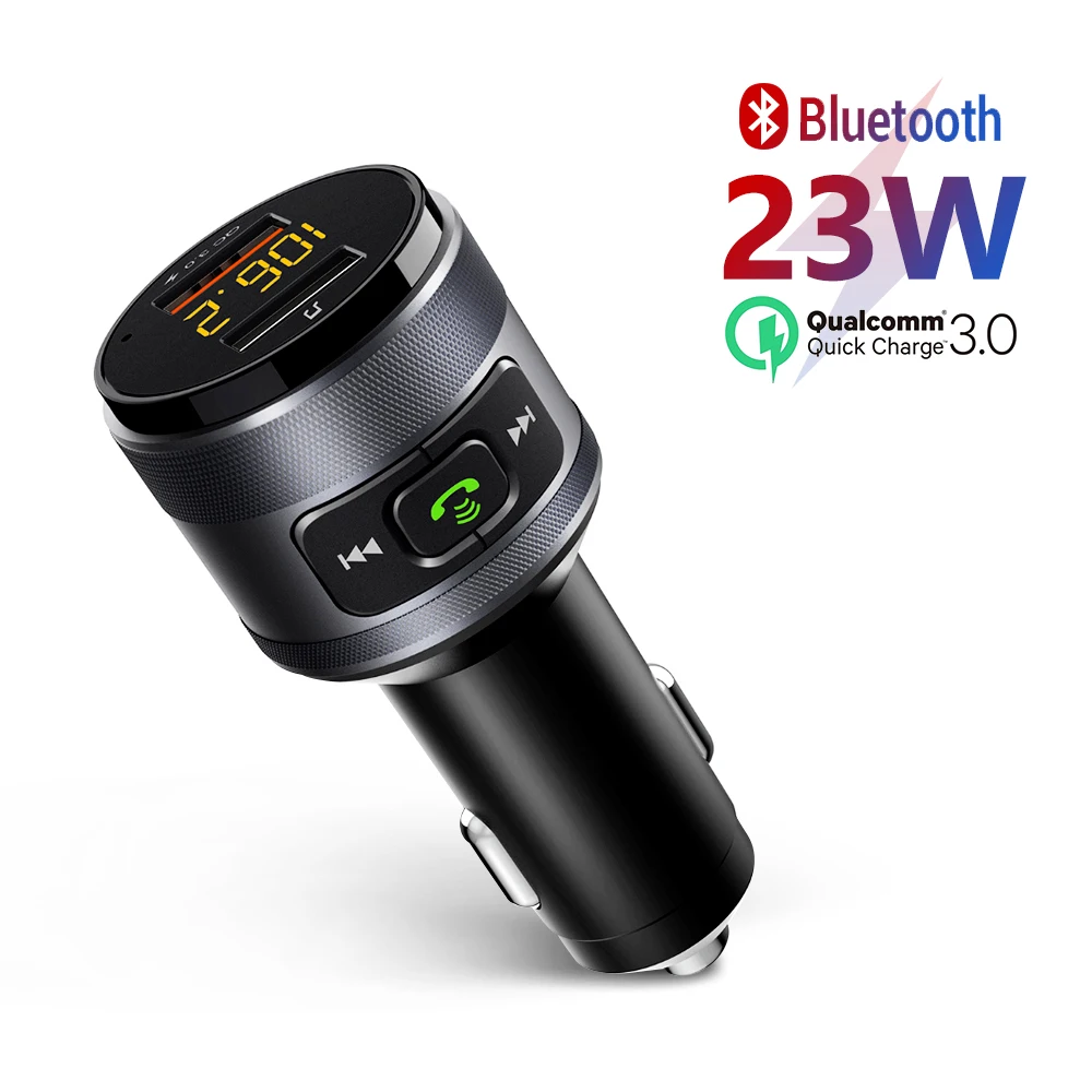 AUCU автомобильный комплект беспроводной Bluetooth 4 2 FM трансмиттер QC3.0 два USB порта