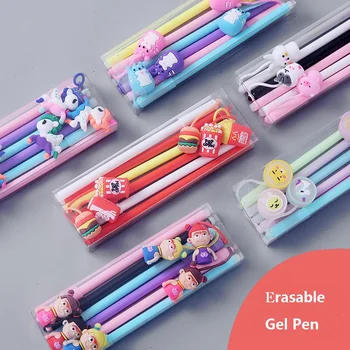 

Cute Animal 6pcs Erasable Gel Pen 0.5mm Black Ink Students Cartoon Animal Writing Pen Stationery Supplies