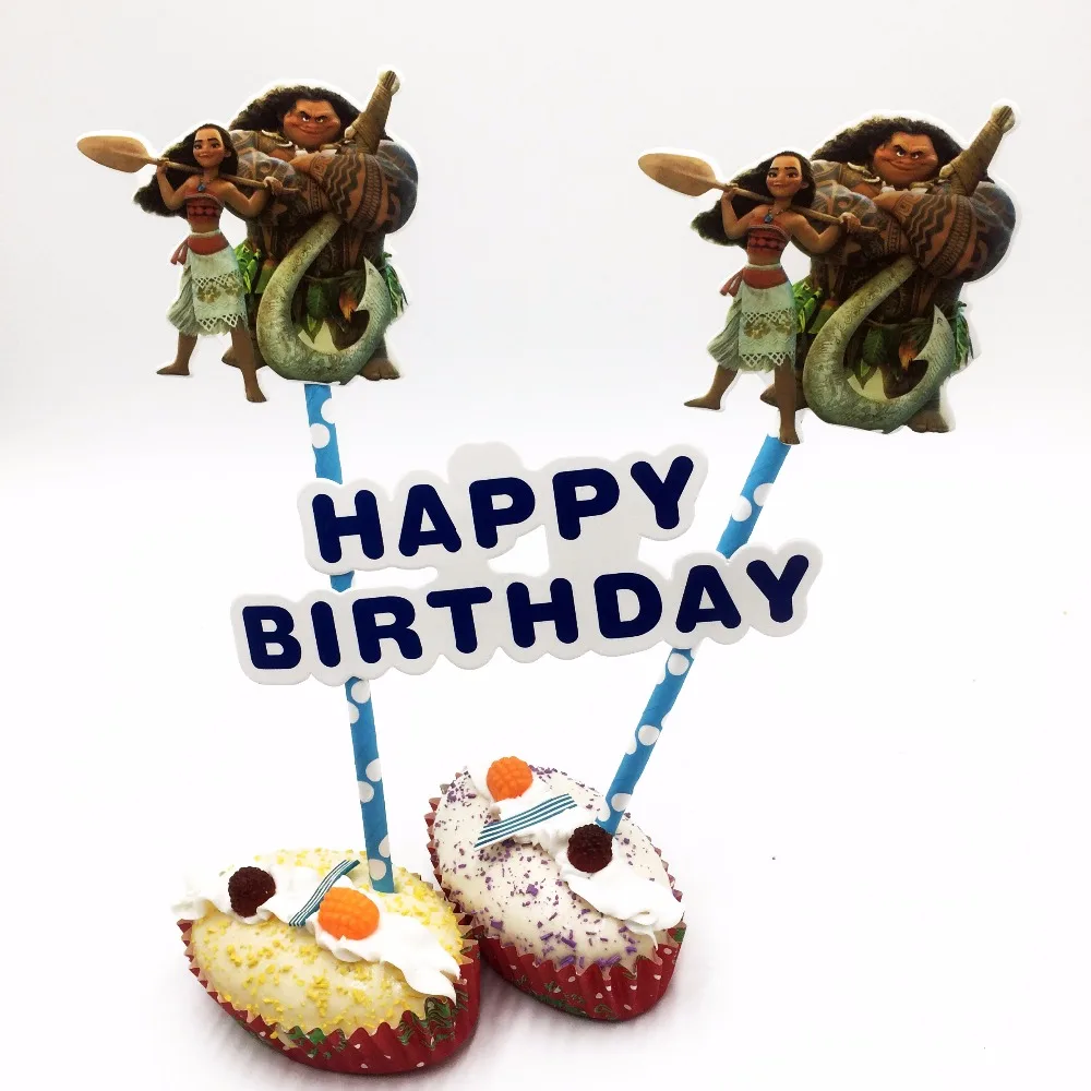 

1set The Croods Theme Cartoon Figure cake card Straw Birthday Party Supplies Children's Day Decorations Blue white straw
