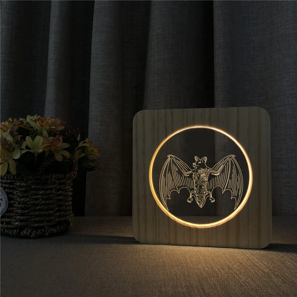 Животное 3D свет Arylic светодиодный освещение ночного света украшение дома лампа USB питание декоративное ночное освещение праздник дропшиппинг