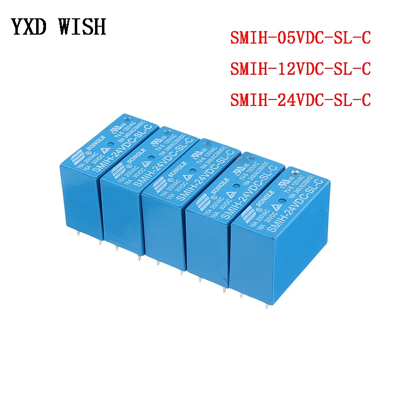 5 шт. Φ 05 12 24 V реле 250V 16A 8PIN SMIH 05VDC SL C 12V 24VDC A 6 контактное реле|Реле| |