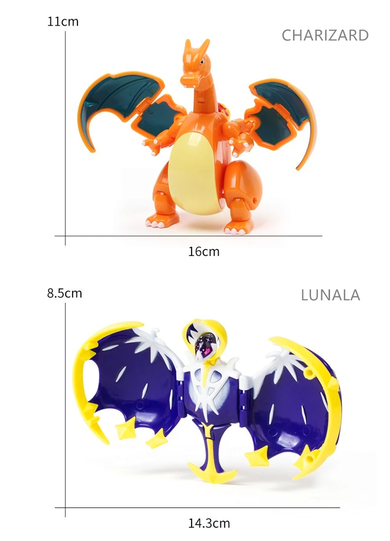 Genuine Pokemon Box Set Pocket Monster Pokeball Deformation Toys Pikachu Venusaur Charizard Gyarados Mewtwo Anime Figure Model