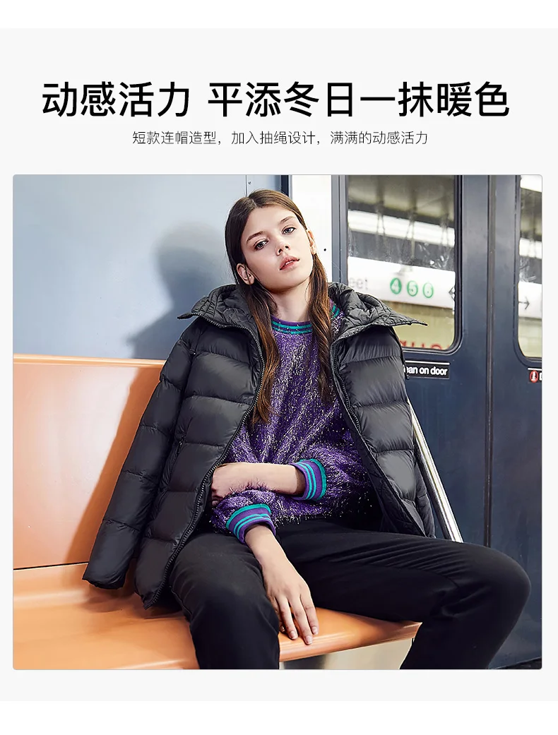 Goldfarm down Jacket Women's Short Autumn And Winter New Style Korean-style Drawstring Hooded down Jacket Fashion Loose Sli