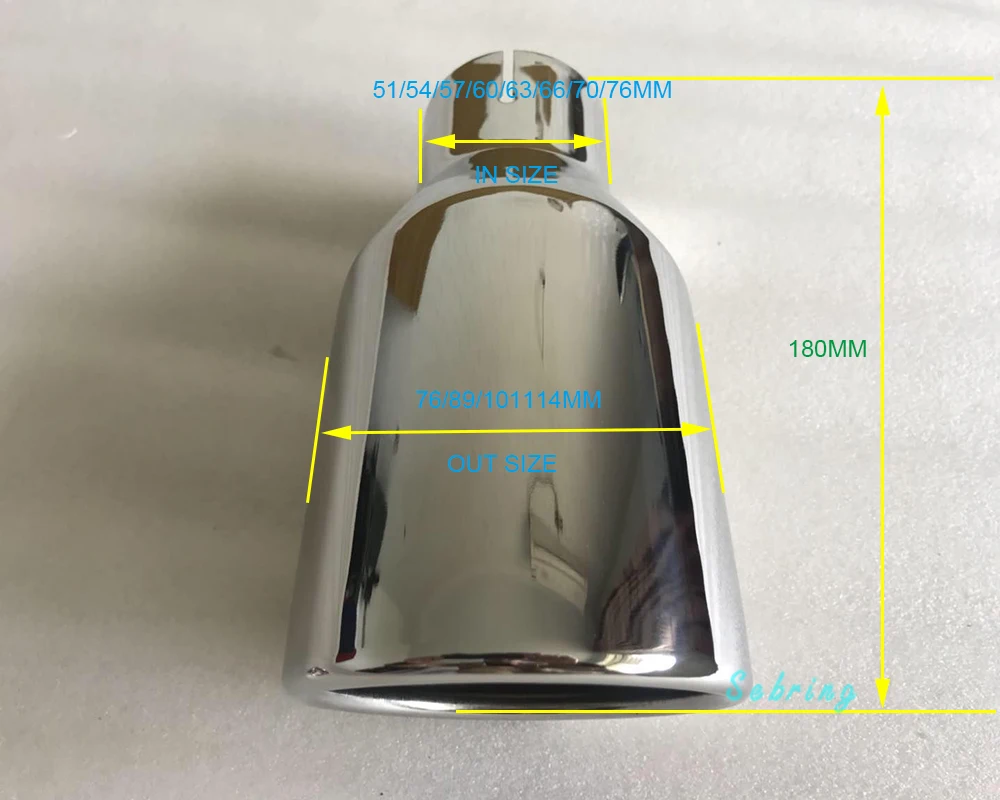 Stainless steel Single The flat edge universal muffler tail throat Car modification Exhaust pipe ajax 2022 2023 h7 androidauto - 3