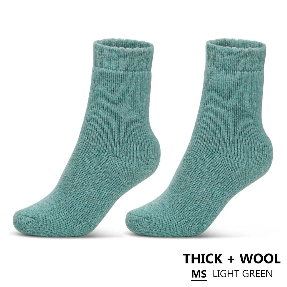 women light green 1 пара зимних теплых носков для мужчин и женщин, одноцветные толстые шерстяные носки из кроличьей шерсти, теплые хлопковые мужские носки для снега и холода, Meias - Цвет: women light green