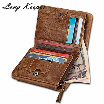 

2020 Vintage Handmade Leather Men RFID Wallets Multi-Functional Cowhide Coin Purse Genuine Leather Wallet For Men Card Holders
