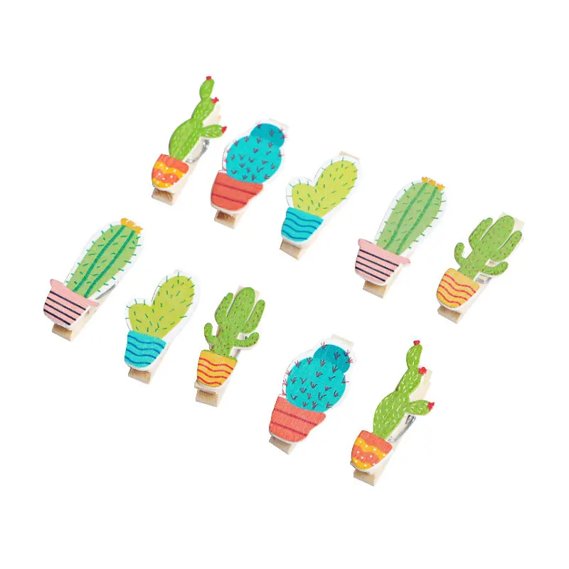 20pcs/set children wooden cactus clip for DIY Photo Album toys colorful Girls cactus DIY Jewelry Accessories Home wood clip