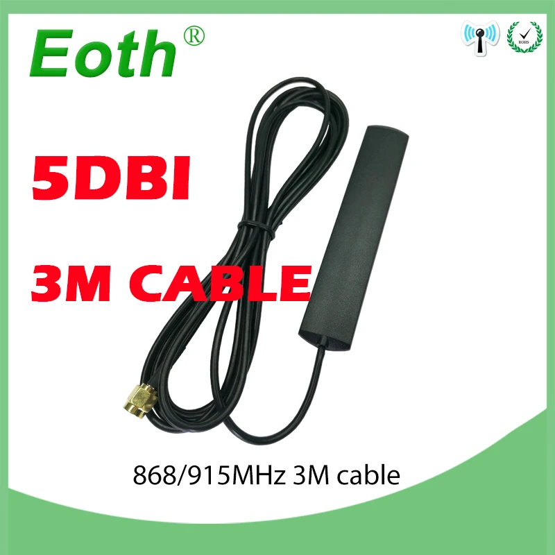 868mhz Antenna 915mhz lora glued strip patch antenna GSM SMA-Male connector Aerial 3 meters Cable 868 mhz 915 mhz antena antenne water tight plug male plug water tight connector underwater connector underwater plug depth of 400 meters