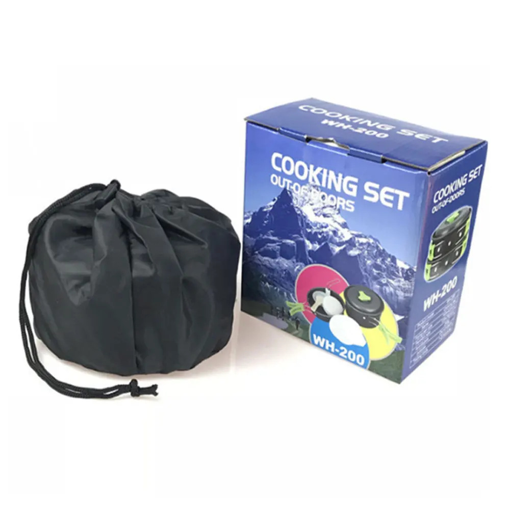 18 шт. открытый campingt ableware набор для приготовления пищи 1-2 человек Алюминиевый горшок для пикника антипригарный нож ложка Вилка