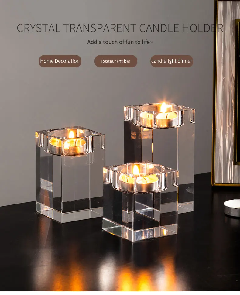 Creative Crystal Glass Candle Holder Wedding Bar Party Home Decor Candlestick 