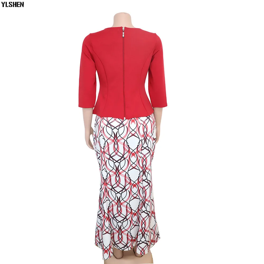 African Dresses for Women 2 Piece Set African Clothes Dashiki Print Tops + Skirt Suits Bazin Riche Fashion Robe Africaine Femme 11