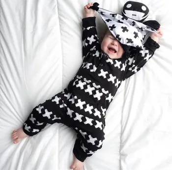 

2020 New Fashion Baby Clothing Set Unisex Cotton Long Sleeve Cross Pattern Toddler Romper Newborn Baby Boy Girl Clothes Set