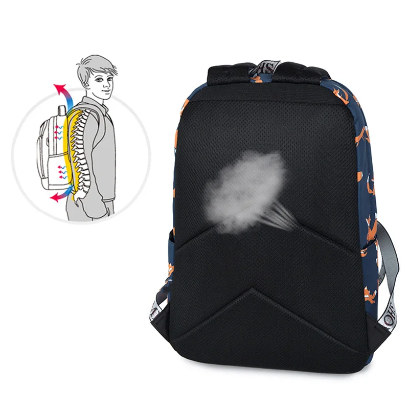 ABDB-Waterproof Bag Korean Version Of the Large-Capacity Campus Backpack New Student Backpack Cute Fox Print Backpack