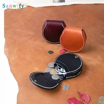 

Unisex Handmade Vintage 100% Genuine Leather High Quality Mini Coin Purse Small Multifunction Round