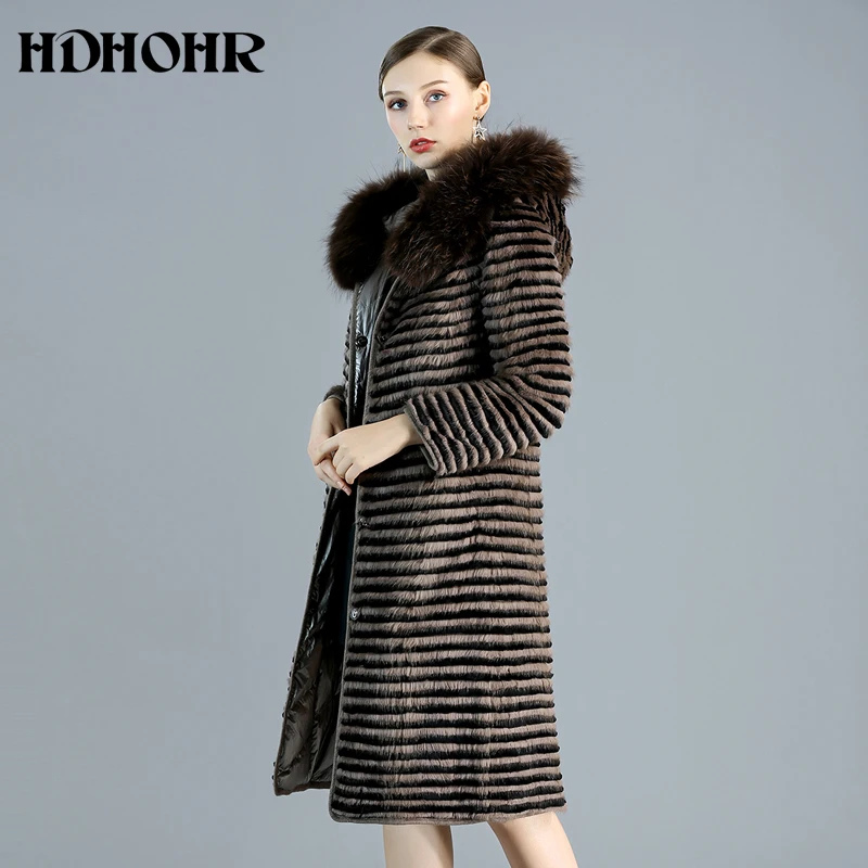 HDHOHR натуральная норковая шуба с двойным пухом для ношения Женская лисица высокого качества меховой воротник зимняя норковая шуба
